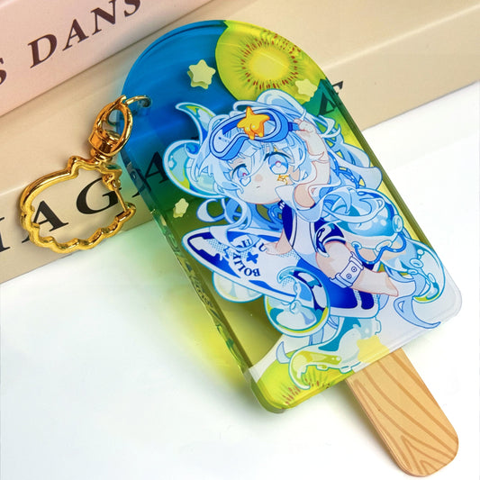 Kawaii dessert-shaped acrylic keychains with custom designs.