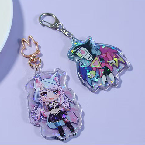 holography acrylic keychains, customizable picture and holographic effect