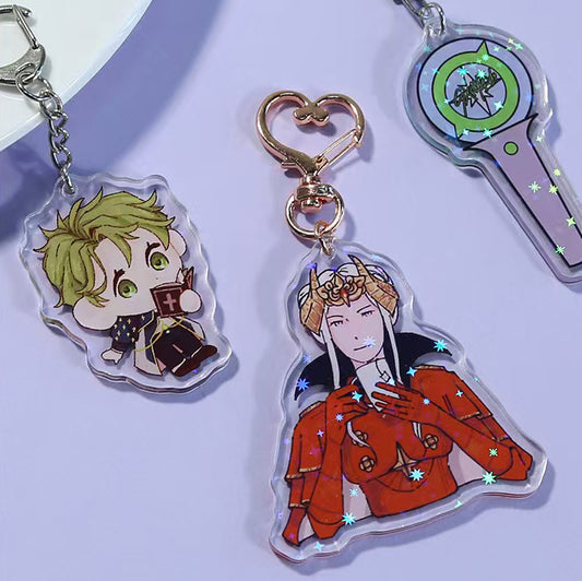 custom acrylic keychains with holographic effect (broken glass, star), perfect for gifts 